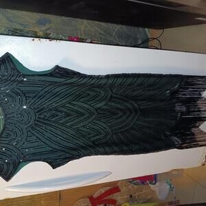 Elegant Black Beaded Fringe Cocktail Dress